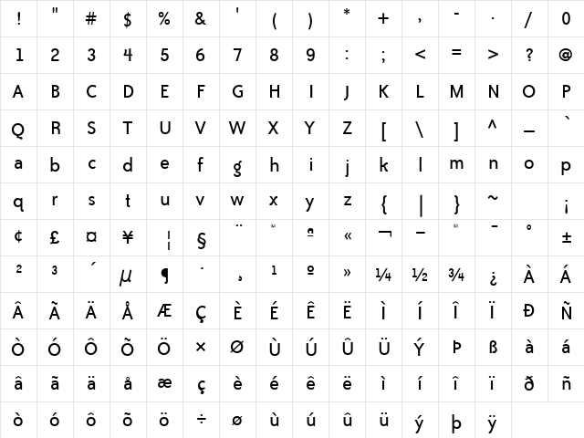 BaileySansITC-Book Book  glyph index