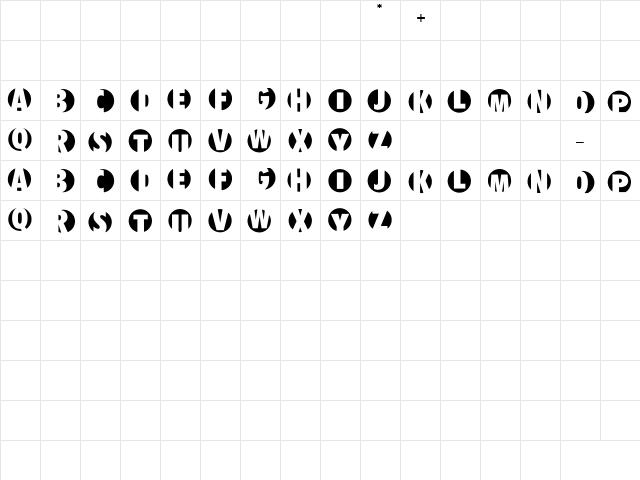 Milit Regular  glyph index