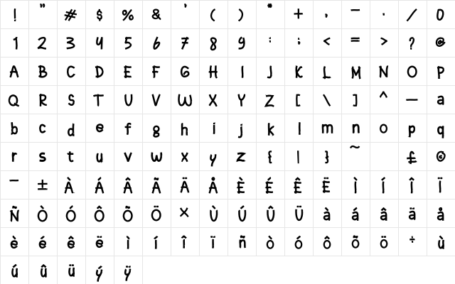 Stars Mounth Regular  glyph index