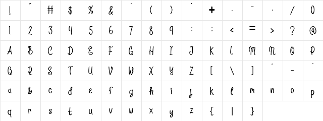 Sunrise Trip Regular  glyph index