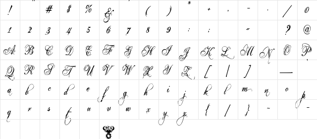 Eutemia I Italic  glyph index