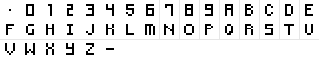 An 8-bit Font Regular  glyph index