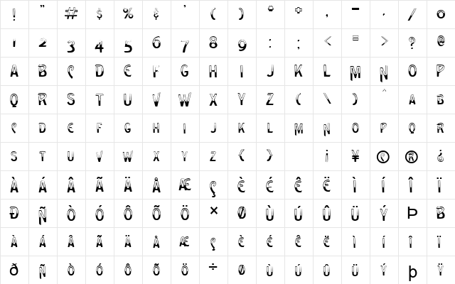 Shadow Normal  glyph index