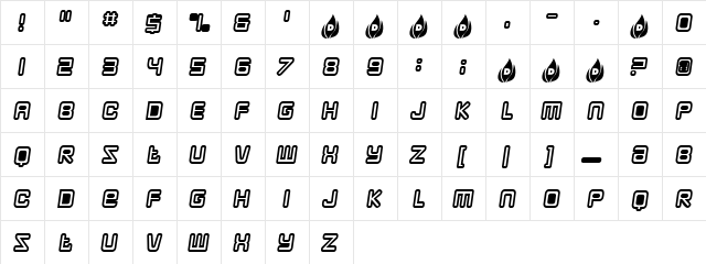 EchoPark Regular  glyph index