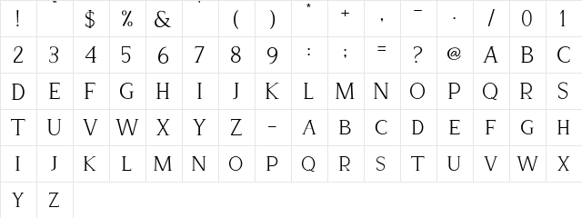 Recoba Regular  glyph index