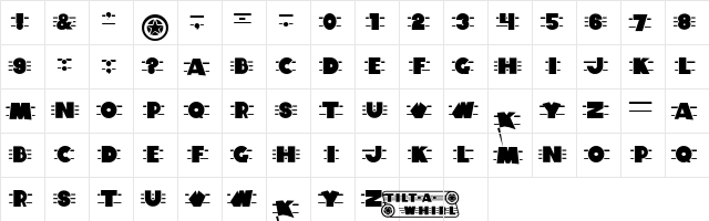 TiltAWhirl Regular  glyph index