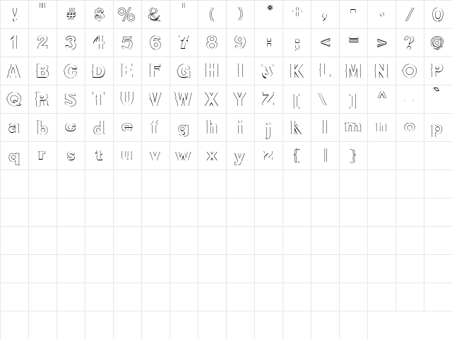 Doohickey 2 Regular  glyph index