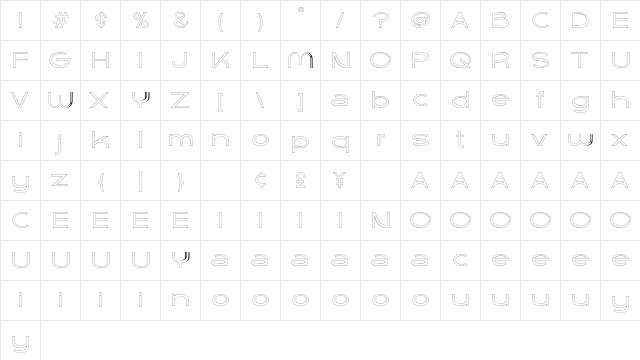 Kame Free Outline Regular  glyph index