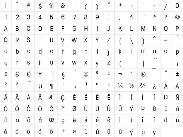 Avignon-Cd Regular  glyph index