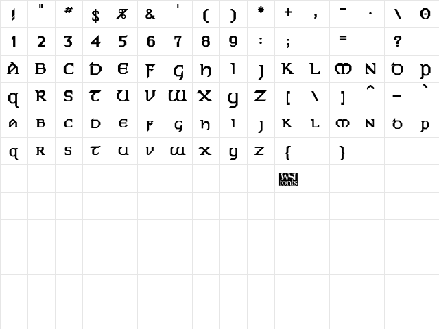 UncialModern Bold  glyph index