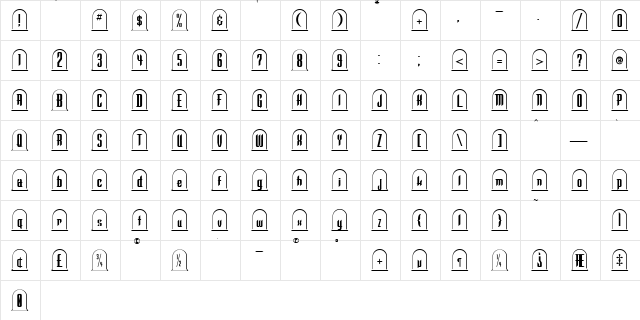 RIP Regular  glyph index