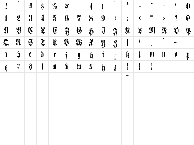 made Regular  glyph index