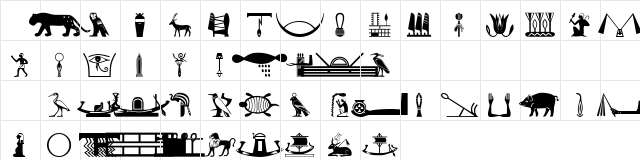 101! HieroglyphiX III Regular  glyph index