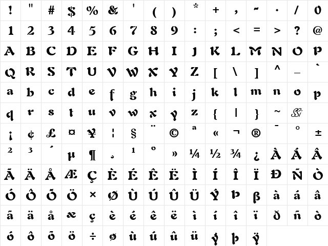 Palette Black SSi Black  glyph index