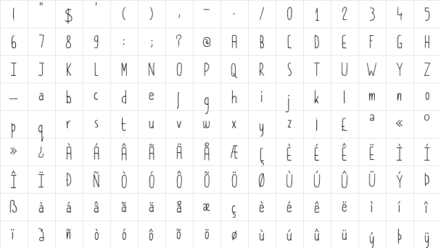 DK Pimpernel Regular  glyph index