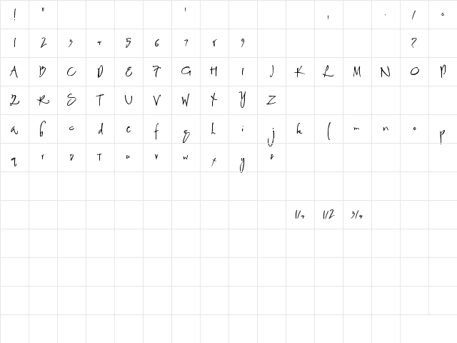 Hyrule Regular  glyph index