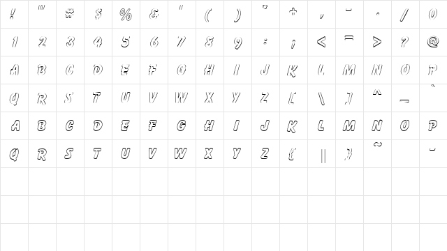 GizmoOutlineCapsSSK Regular  glyph index