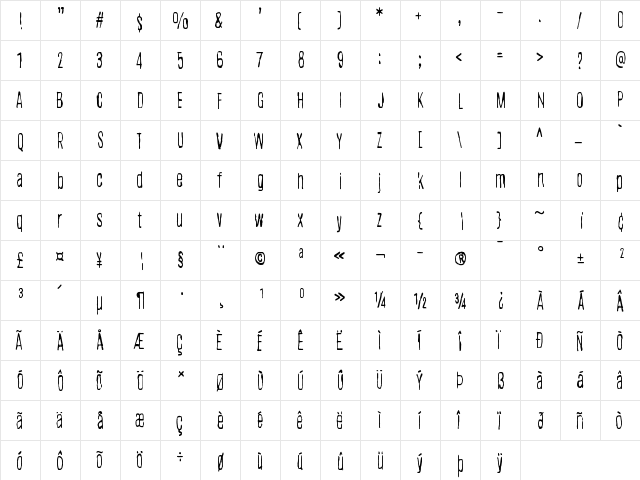Dog Fox Zebra Regular  glyph index