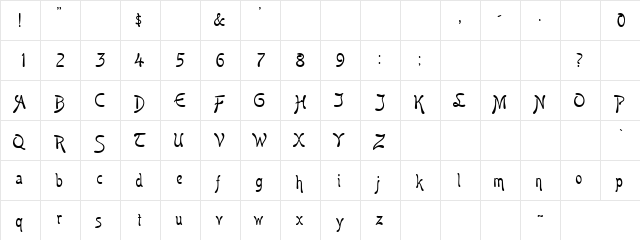 Snoopy Regular  glyph index