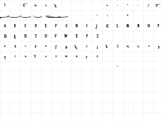 VonDutch Regular  glyph index