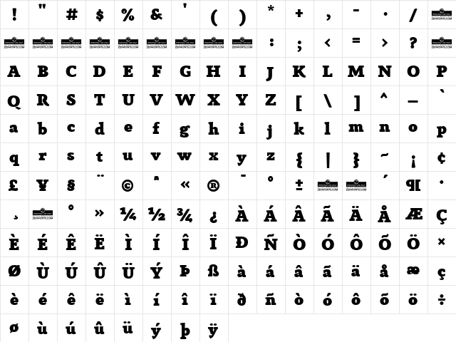 Anaphora Trial Fat  glyph index