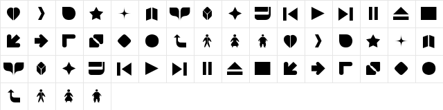 2TheLeft Dingbats Regular  glyph index