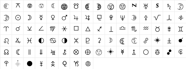 Astrology P02  glyph index