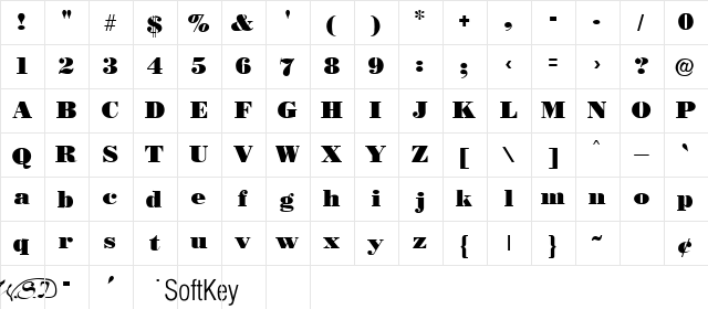 NecBlack Regular  glyph index