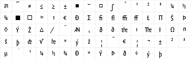 QuadraatSansCon Regular  glyph index