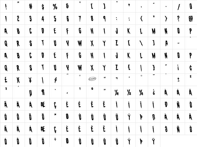 Eva Fangoria Rotated Regular  glyph index