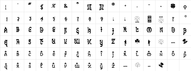 Saint Paddy Regular  glyph index