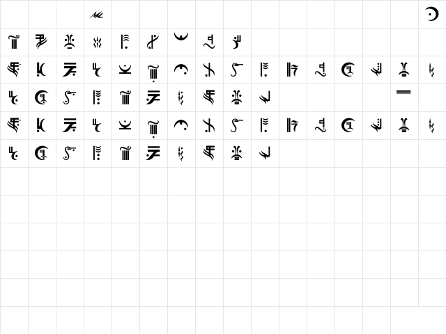 Kilrathi Bold  glyph index