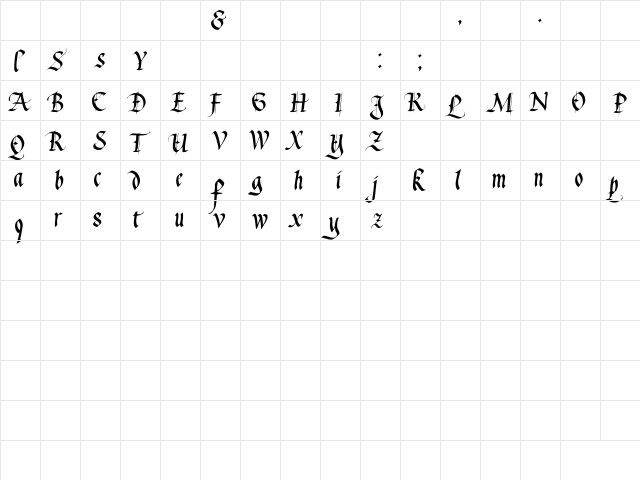 Waters Gothic Regular  glyph index