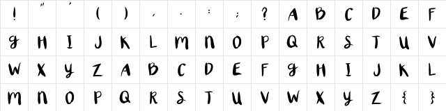 XO Regular  glyph index