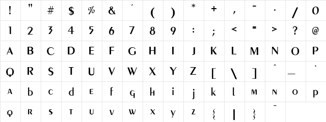 PeigMed-Medium Regular  glyph index