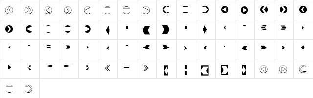 CreativeArrows LT Regular  glyph index