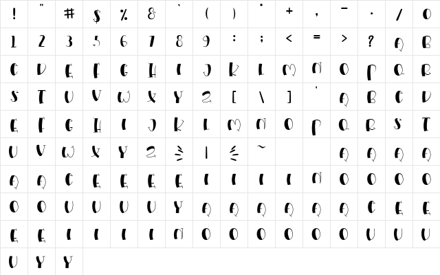 Fresh Milk Regular  glyph index