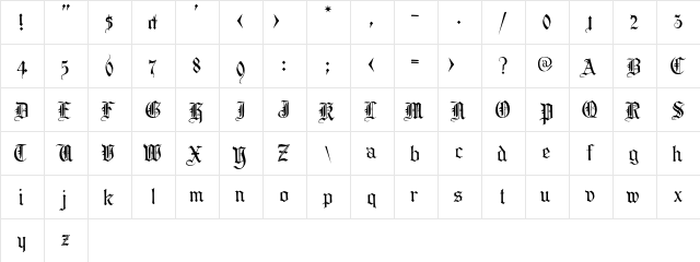 CollinsOldEnglish Regular  glyph index