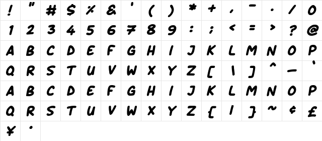 Daydreamers Italic  glyph index