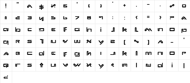 Xephyr Regular  glyph index