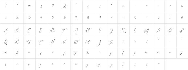 Billion Reach DEMO Regular  glyph index