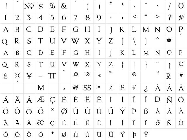 LHF Essendine SMALL CAPS Regular  glyph index