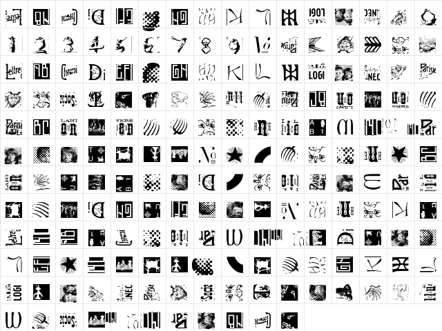 Typomolecule Regular  glyph index