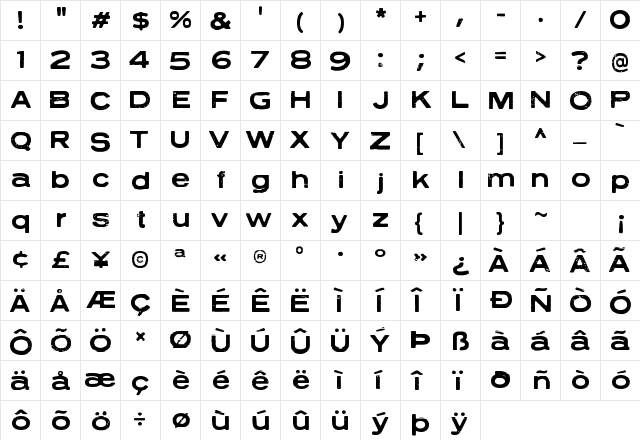 Neuzon Regular  glyph index