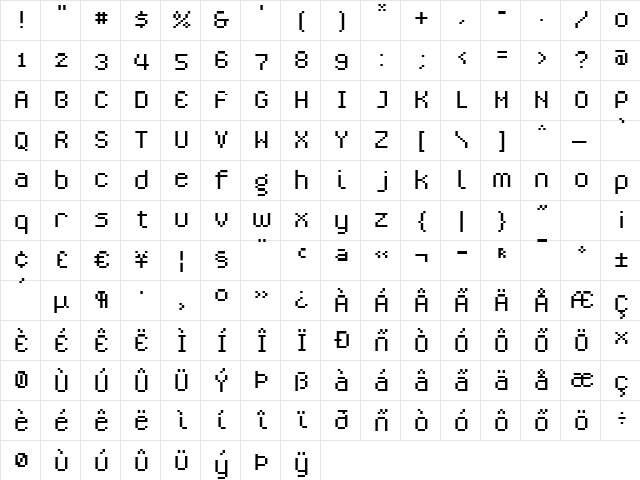 Caliper Regular  glyph index