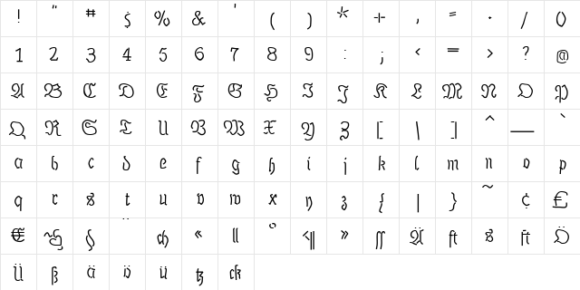LutherDuemille Regular  glyph index