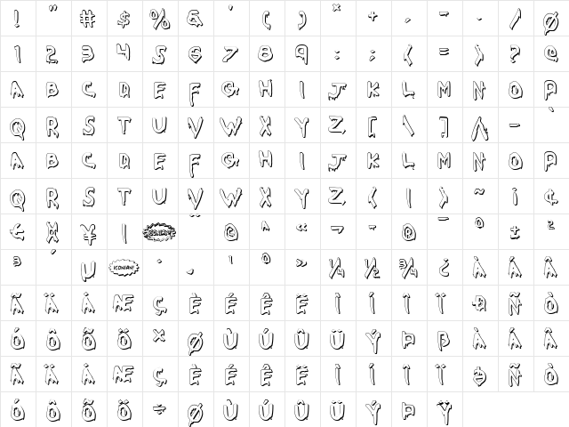 Were-Beast Shadow Regular  glyph index