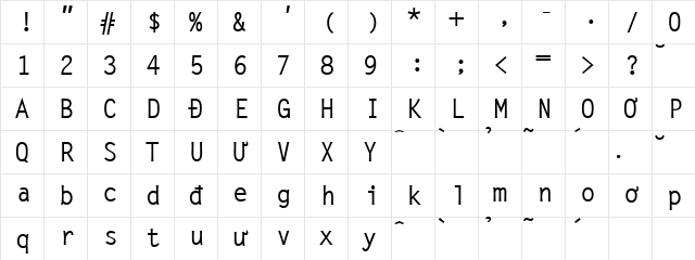 Vietnamese7TimesSSK Regular  glyph index