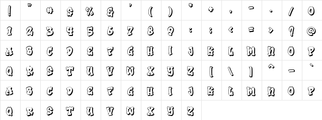 Bomber Squad Shadow  glyph index