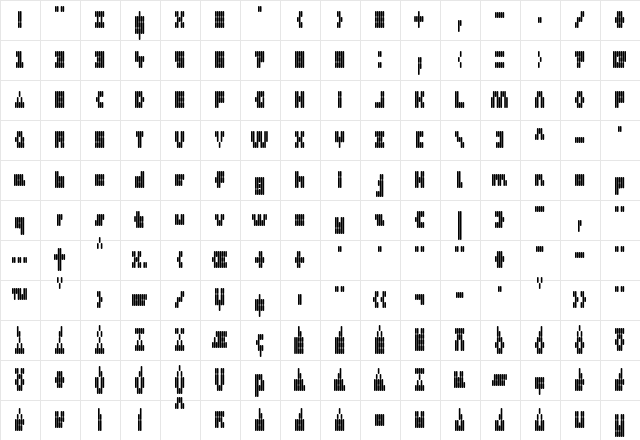DS Okinami65R Regular  glyph index